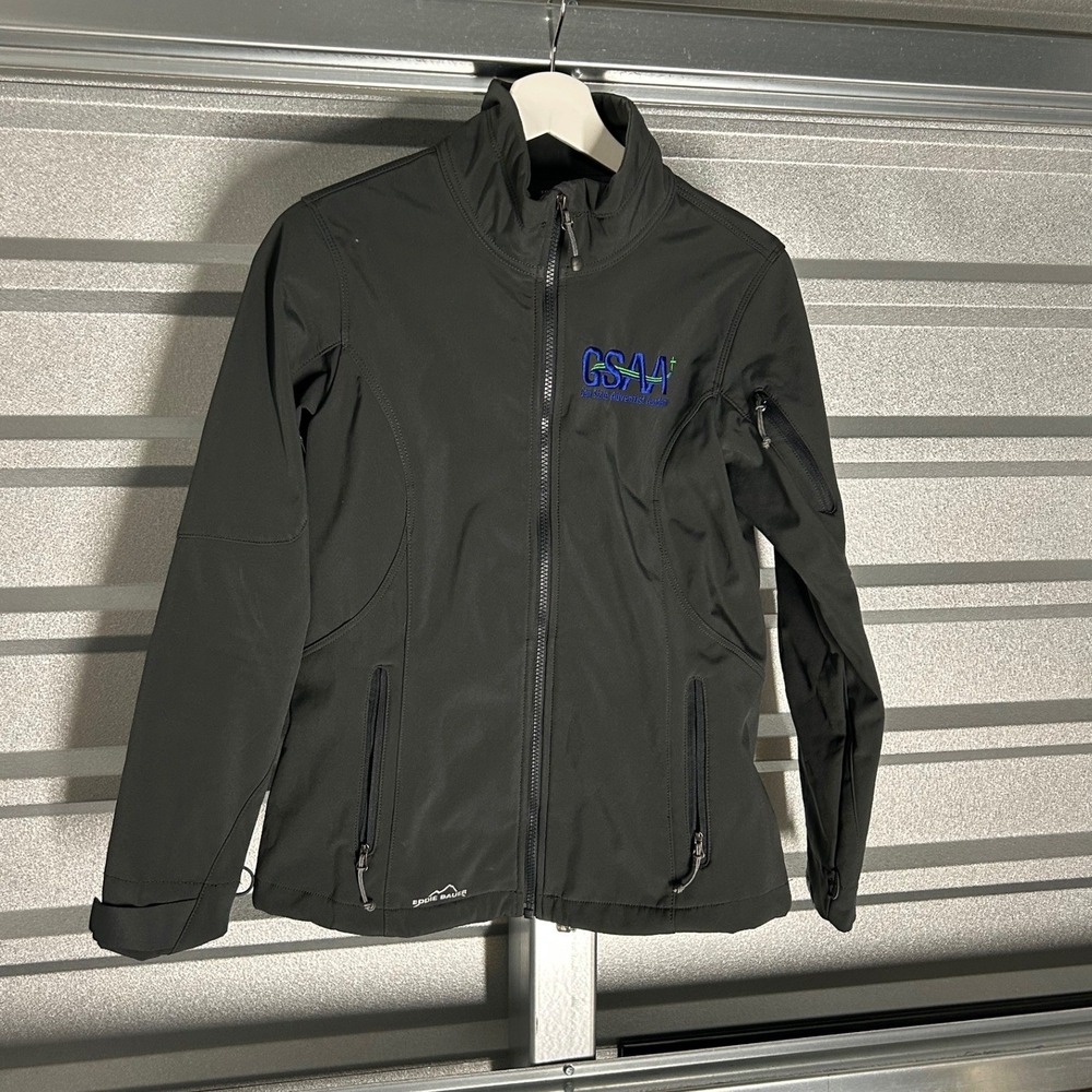Eddie Bauer Softshell Jacket Womens S Black GSAA Gorpcore Utility Full Zip